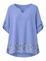 Denim Leopard Trim Top Theodora