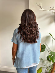 Blue Layered Net Top Elise