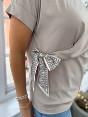 Mocha Soft Drape Bow Top Joanie