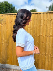 White Lace Trim Tee Carla