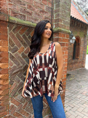 Chocolate Block Print Vest Isabella