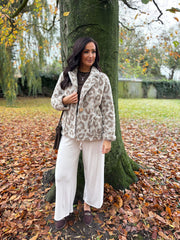 Stone Leopard Teddy Fleece Coat Harley