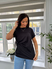 Black Soft Drape Bow Top Joanie