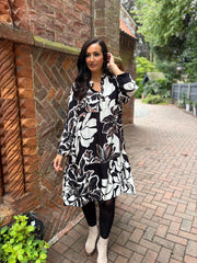 Monochrome Floral Detail Dress Eden