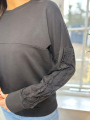 Black Ruffle Sleeve Sweatshirt Ava