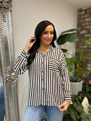 Chocolate Striped Single Pocket Shirt Maggie