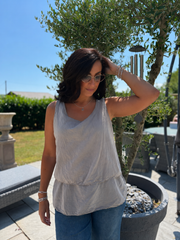 Mocha Layered Sleeveless Top Kaitlyn