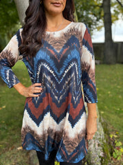 Navy Zig Zag Print Tunic Layla