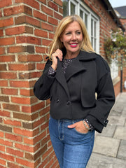 Black Double-Breasted Short Coat