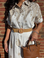 Gold Embroidered Shirt Dress Aspen