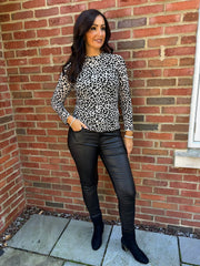 Stone Leopard Mesh Top Helen
