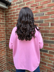 Candy Pink Fringed Pocket Knit Ruth