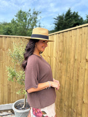 Chocolate Cotton Reverse Seam Knit Jo