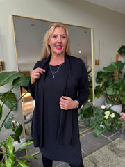 Black Soft Drape Cardi Flora