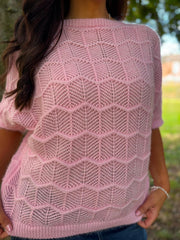 Pink Short Sleeve Chevron Knit Kenna