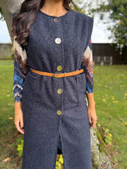 Navy Brushed Belted Waistcoat Andrea