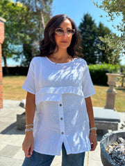 White Linen Button Top Taylor