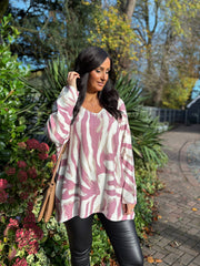 Wine Soft Touch Tiger Print Knit Ava