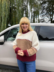 Wine Block Stitch Jumper Edie