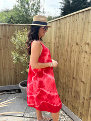 Red Tie Dye Dress Krystal