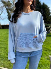 Light Blue Premium Crochet Pocket Sweatshirt Blake