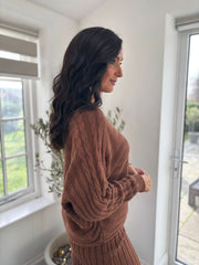 Chocolate Cable Detail Ribbed Two Piece