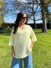Lemon Boho Daisy Bubble Cotton Top Skye