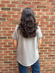 Mocha Asymmetric Panel Flower Top Adele