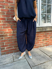 Navy Cuffed Ashley Trousers