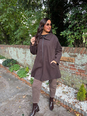 Chocolate Stud Detail Coat Meredith