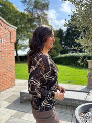 Black Sheer Swirl Print Top Hope