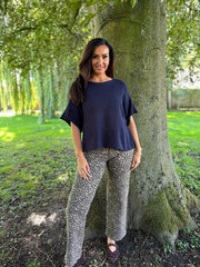 Navy Cotton Reverse Seam Knit Jo