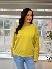 Olive Ruffle Sleeve Sweatshirt Ava