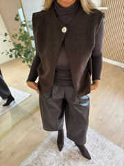 Chocolate Boucle Button Waistcoat Rachel