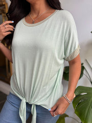 Mint Shimmer Trim Tie Top Perry