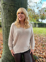Stone Shimmer V Neck Knit Seren