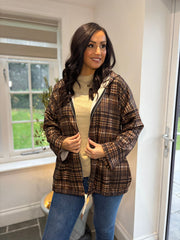 Chocolate Tartan Hooded Jacket Farrah