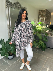 Black Watercolour Asymmetric Top Elsie