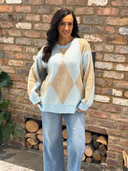 Blue Argyle Knit Paige