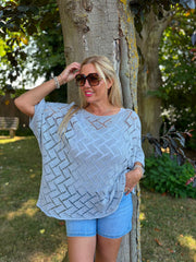 Grey Abstract Pattern Knit Tori