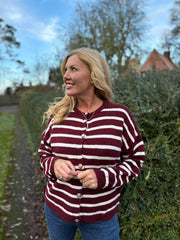 Wine Stripe Cardigan Dora