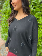 Black Polka Dot Tube Sleeve Knit Katy