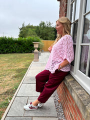 Pink Abstract Pattern Knit Tori