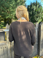 Chocolate Ribbed Knit Scarf Two Piece Jo