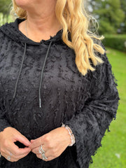 Black Distressed Hooded Sweatshirt Maya