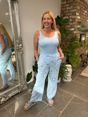 Denim Paisley Bubble Cotton Trousers Alina