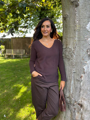 Chocolate Embellished Soft Knit Francine