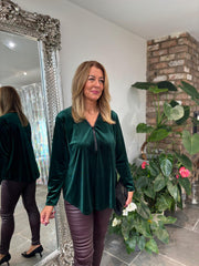Green Velour Diamante Zip Top Cassie