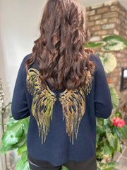 Navy Long Sleeve Angel Wings Knit Florence