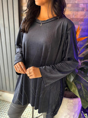 Navy Embellished Velour Tunic Sia